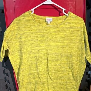 LuLaRoe Yellow and Gray Striped Top
